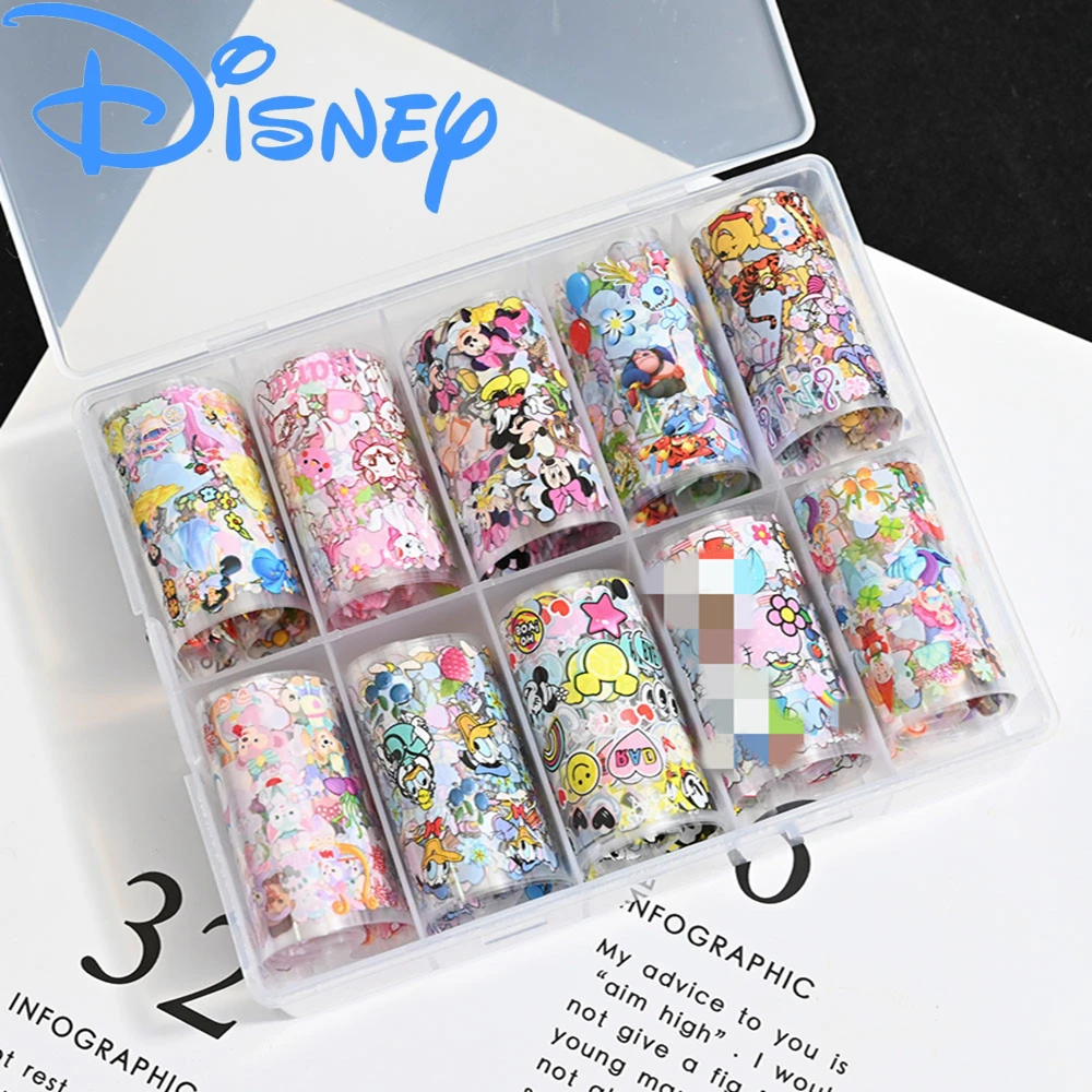 

10Rolls/1Box Disney Nail Art Transfer Foils Styles Mix Designs Mickey Mouse Donald Duck Nail Transfer Foil Sticker Decal Slider