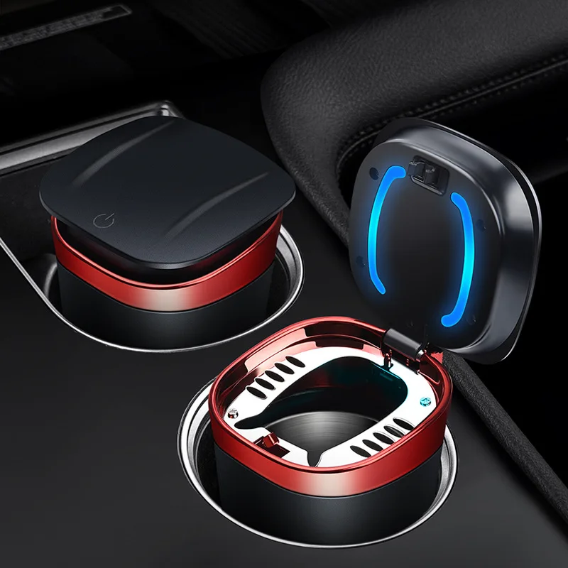 

Car Smoke Ashtray LED Blue Light Car Ashtray Auto Cigarette Tobacco Ash Pocket Soot Flame ABS Metal Cup Portable Ashtray