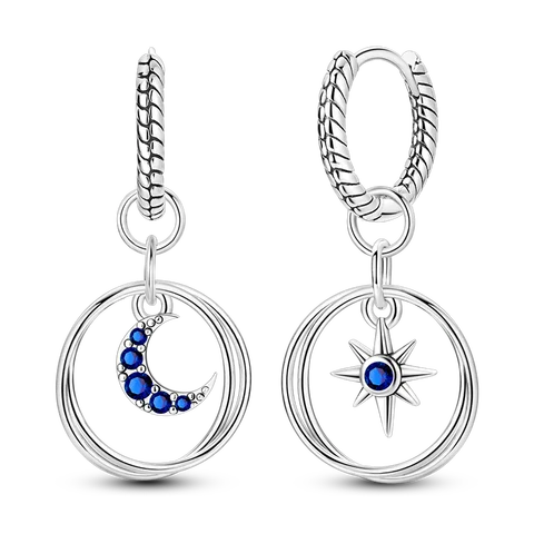 Женские серьги из стерлингового серебра 925 пробы с радужной звездой и луной, блестящие цветные серьги со звездами из циркона, модные украшения
