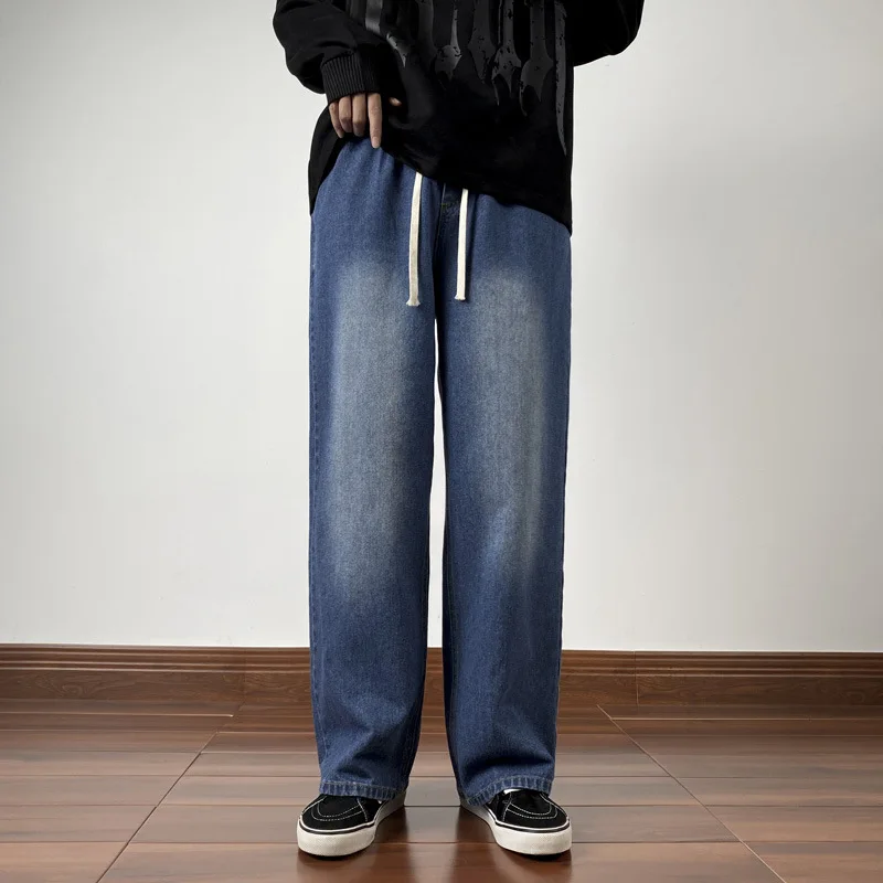 Men's and women's fall straight Jeans Autumn and winter wide leg loose casual Pants Men's Clothing Jeans