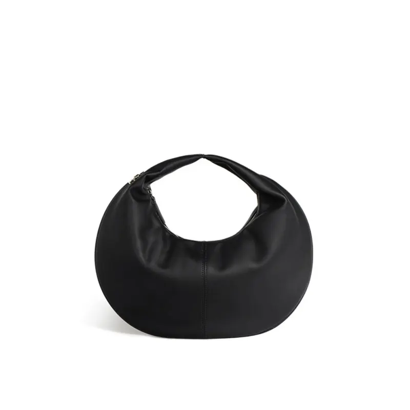 LOERSS Split Leather Crescent Bag Niche Shoulder Bag for Women Half Moon Crossbody Bag Versatile Leather Casual Underarm Bag