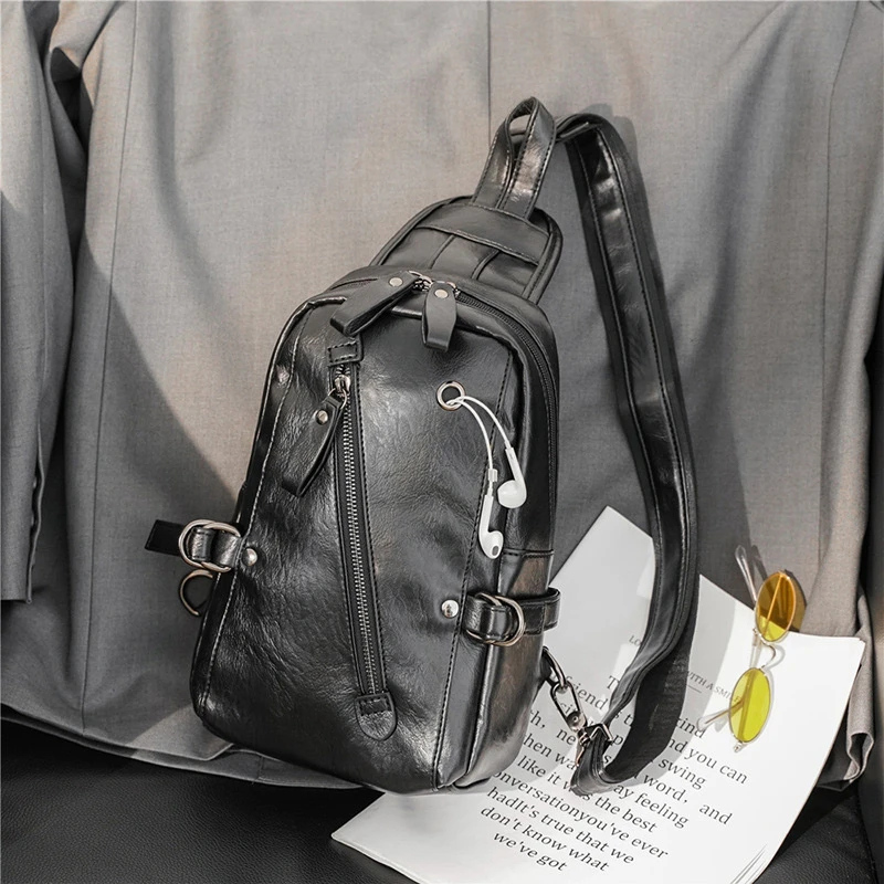 New Korean Version Men's Bag Fashion Men's Chest Bag Leisure Travel One Shoulder Diagonal Cross Backpack Back Backpack Riding