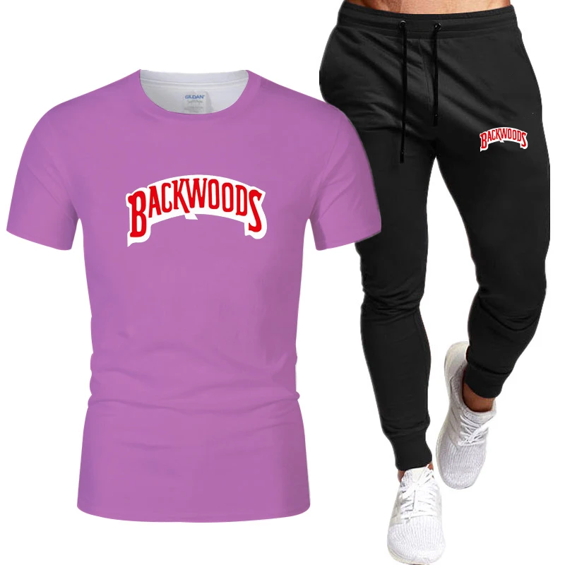 

Мужская спортивная одежда из 2 предметов, летняя трендовая футболка + брюки, модный Повседневный дышащий уличный спортивный костюм