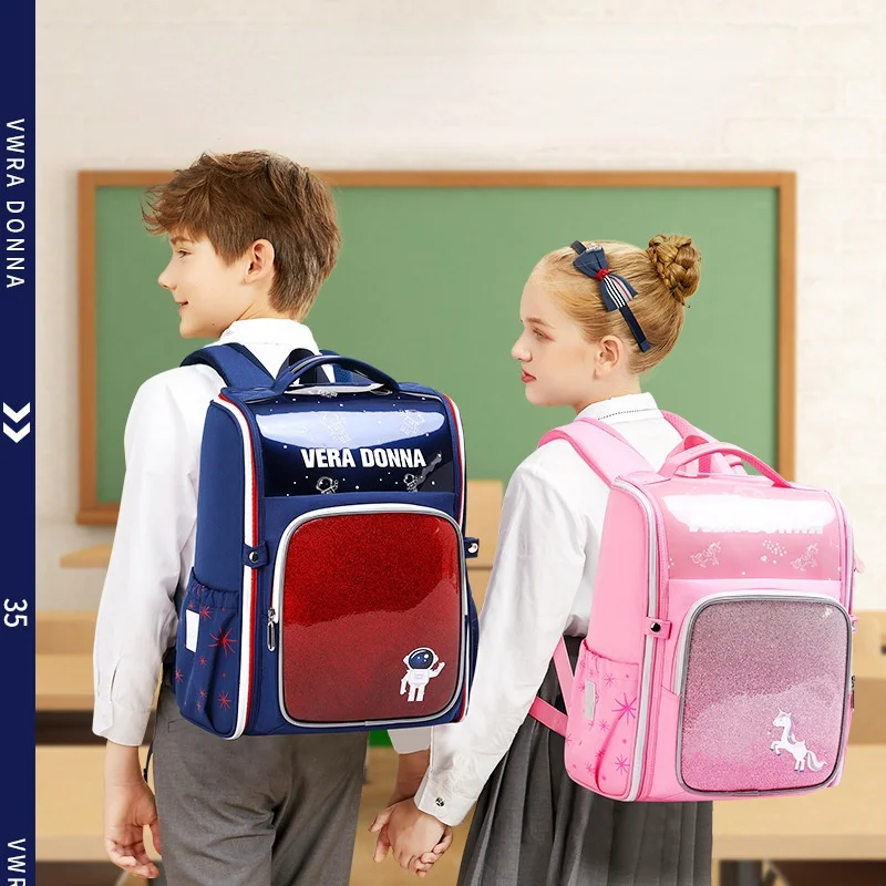 High-capacity Girls Unicorn Boys Astronaut Backpacks New Children Cute Cartoon Shoulder Bags Students Space Series Pen Bag Hot