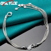 925 sterling silver five snake chain heart pendant bracelet ladies fashion glamour party wedding engagement jewelry