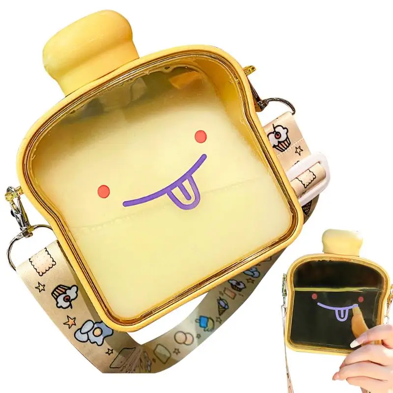 

Бутылка для воды для хлеба, 380 мл, дизайнерская бутылка для воды, милая медленная портативная Герметичная Бутылка для сока с ремешком для сту...