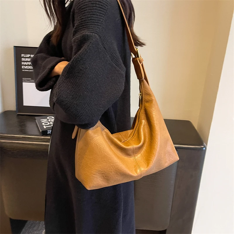 

New PU Leather Vintage Women Ladies Handbag Satchel Wallet Shoulder Bag Female Girls Casual Totes Purse Underarm Crossbody Bag