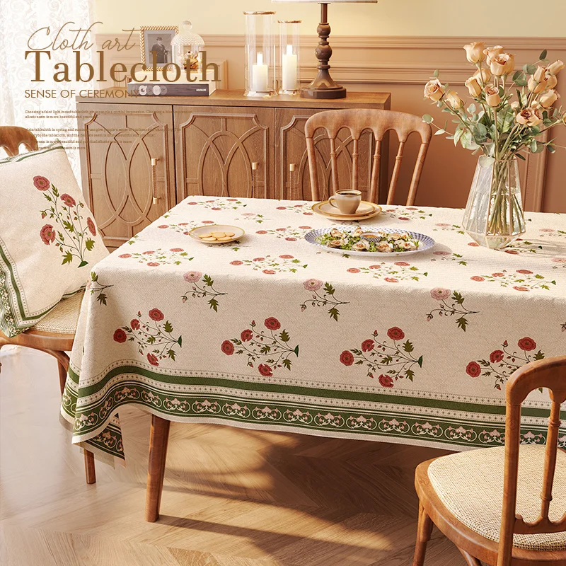 

American style tablecloth, pastoral style, waterproof and anti scalding rectangular dining table fabric, tea table mat,