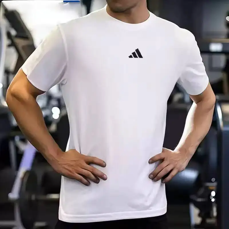 Новая мужская летняя спортивная одежда Adidas с короткими рукавами, повседневная спортивная одежда для бега, белая футболка из чистого хлопка с круглым вырезом JF1092 (art.: 3920dbdce5a0c) - 3920dbdce5a0c