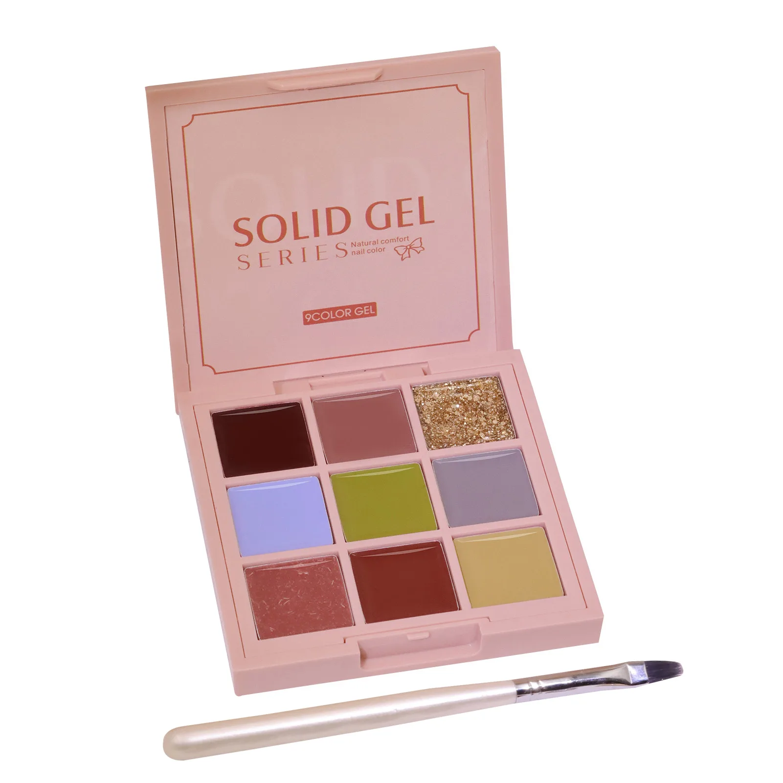 

Твердая консервированная палитра гель для ногтей с кисточкой для рисования дизайн ногтей салонный полуперманентный УФ гель лак 9 цветов На...