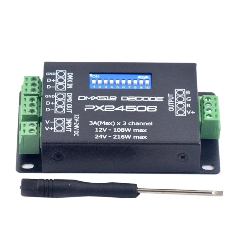 

DC12V 24V PX24506 DMX 512 Decoder Driver Amplifier Controller For RGB LED Strip Light