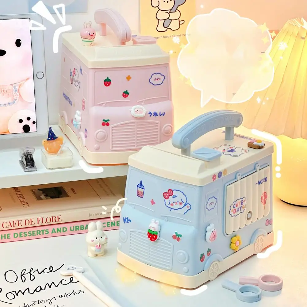 

Children Piggy Bank Toys Kids Cartoon Car Shape Kawaii Coin Saving Jar Plastic Money Box with Lock Christmas New Year Gift 2023