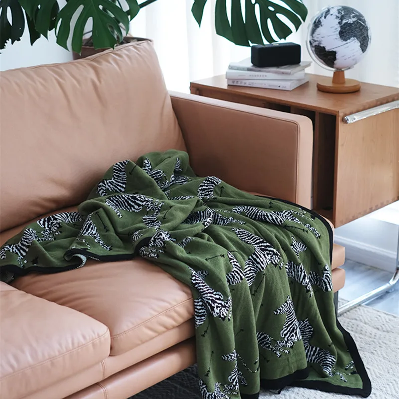 Весеннее зеленое флисовое вязаное диванное удобное покрывало Cutelife шерстяное