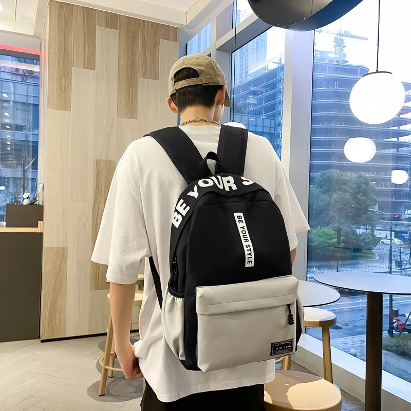 

New Waterproof Oxford cloth Women Backpack 2022 Splice Color Casual Backpack For Teenagers BoysLarge Capacity Ladies Schoolbag