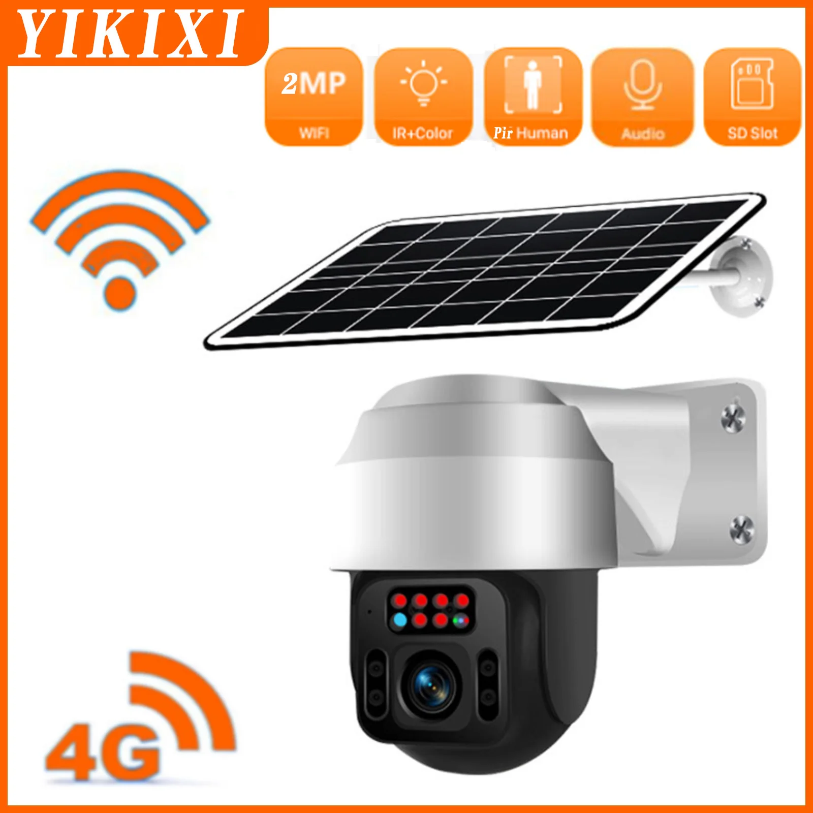 

2MP 4G SIM Solar Monitoring Camera DV/Wifi PIR Human Detection Security Kamera PTZ Infrared Night Vision CCTV Waterproof ip cam