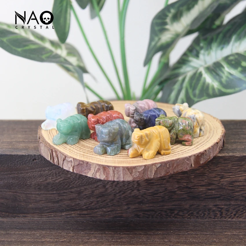 

1" Mini Bear Statue Carved Gemstone Healing Quartz Lovely Sea Bear Figurine Home Decoration,Reiki Crystal Small Animal Kid Gifts