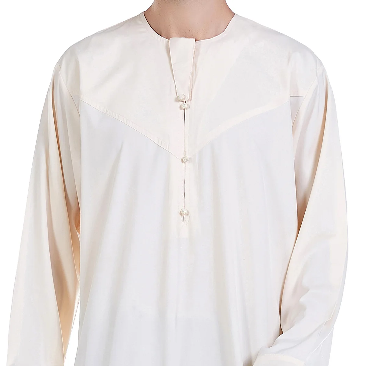 Мужское однотонное мусульманское платье Абая с длинными рукавами и пуговицами