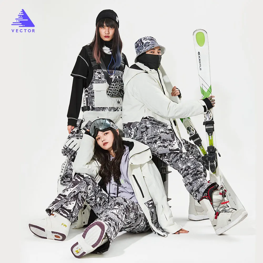 VECTOR Men Women Ski Suit Ski Jacket+Ski Pants Bib Overalls Winter Warm Windproof Waterproof Outdoor Sports Snowboard Skiing Set