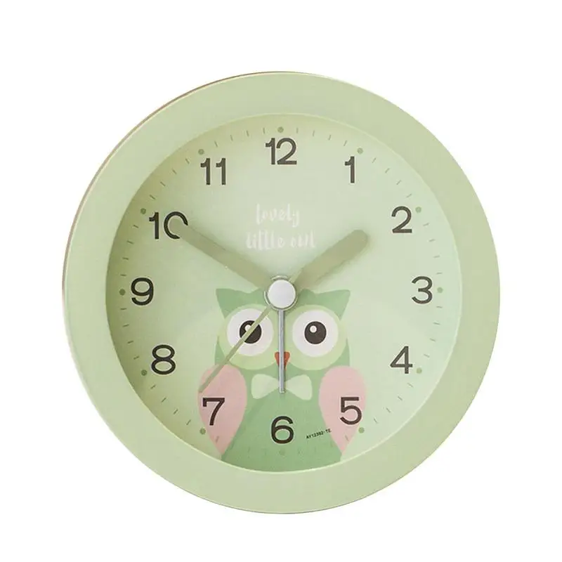 For Kids Silent Sweep Seconds Cute Animal Alarm Clock Cartoon Non Ticking Clock Night Light Travel Clock