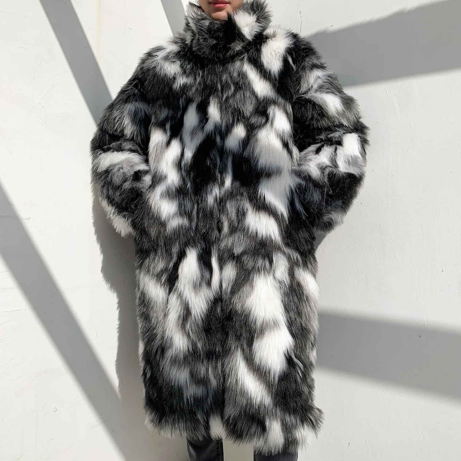 Man Faux Fur Parka Mens Flower Leather Fur Winter Long Keep Warm Windbreaker Coat M-3XL Camouflage Thick Fur Collar Coats Jacket