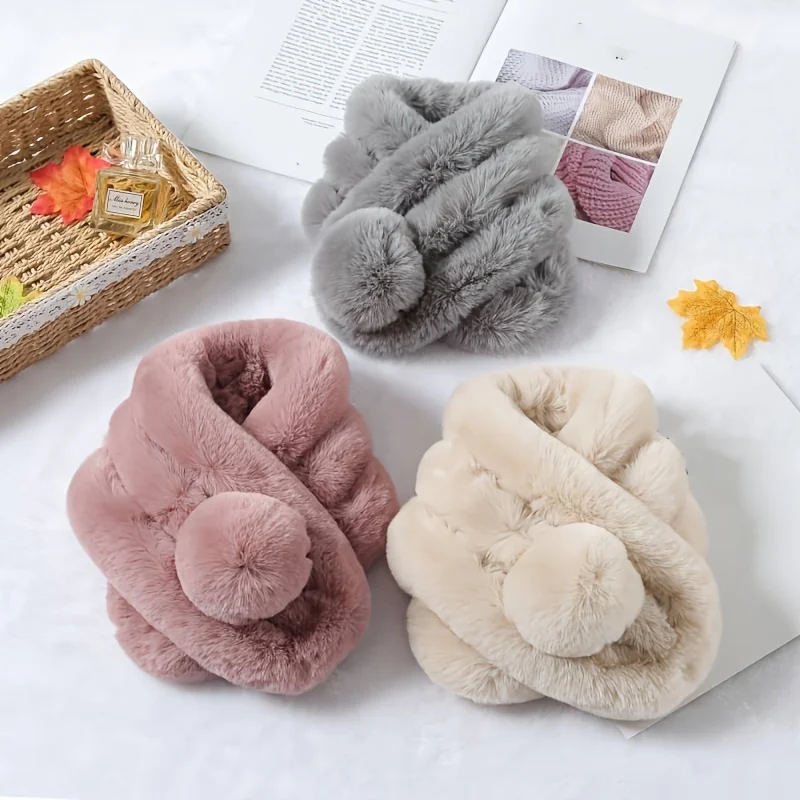 Женский шарф из искусственного кроличьего меха зимний теплый шейный платок