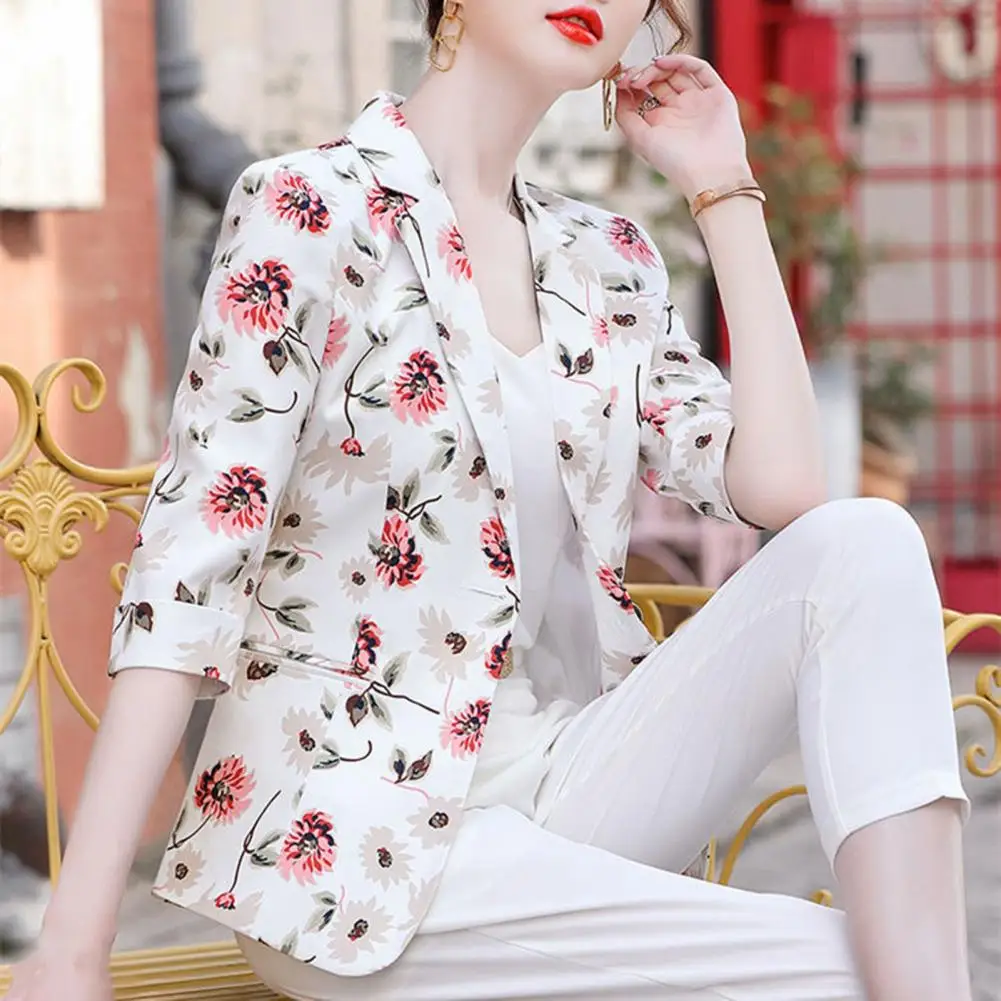 

Trendy Women Blazer Formal Lady Blazer Lapel Korean Style Lady Autumn Blazer Warm