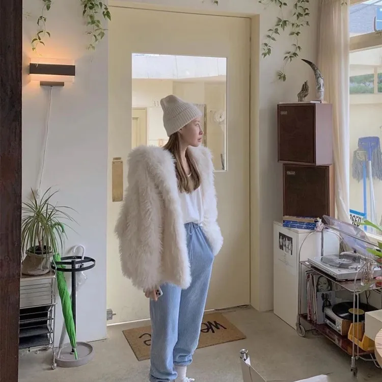 Winter New Hooded Environmental Protection Fox Fur Fur Coat for Women Loose Internet Hot Slimming Faux Mink Fur Coat luxury