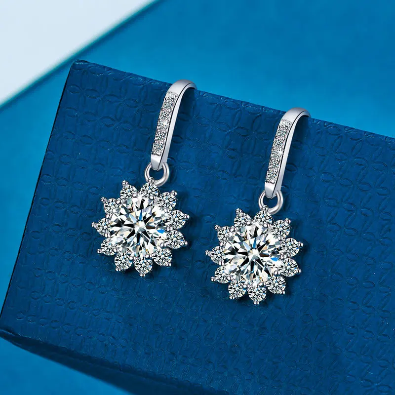 Sunflower Moissanite Women Accessories Earings Original and Funny Earrings Stainless Steel Earring Fashion Jewelry