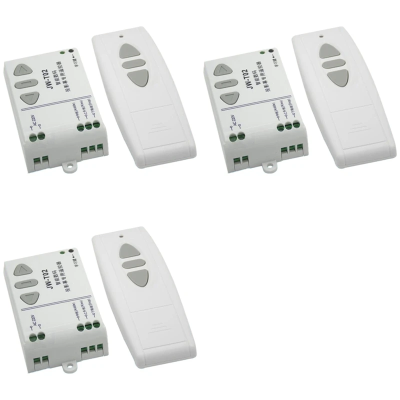 

3X JW-T02 AC 220V Motor Wireless Remote Control Switch UP Down Stop Tubular Motor Controller Forward Reverse TX RX