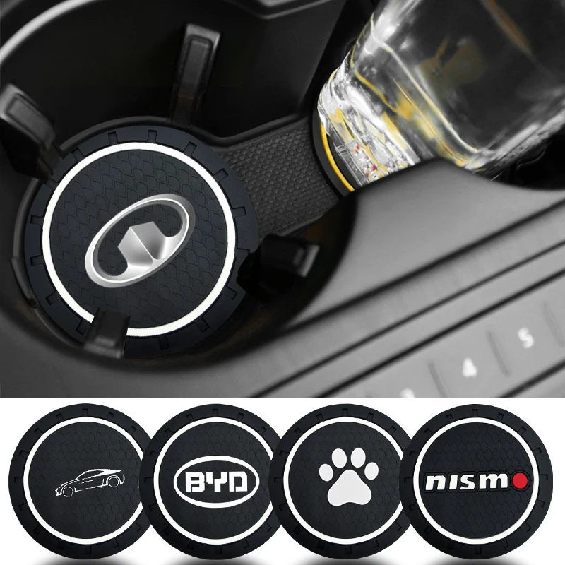 

Car Coaster Anti-Slip Pad Badge Styling Water Cup Holder Mat For Peugeot 206 307 301 207 407 308 406 107 108 208 408 508 607 807