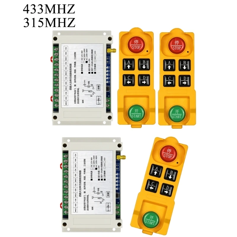 

DC12V-48V Remote Control Switch 315/433Mhz Remote Control 4CH Wireless Remote Receiver RF Switch Gate Garage 220V-380V