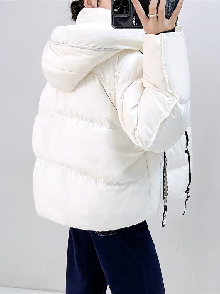 2024 новая зимняя женская куртка-пуховик с капюшоном утепленная короткая куртка на