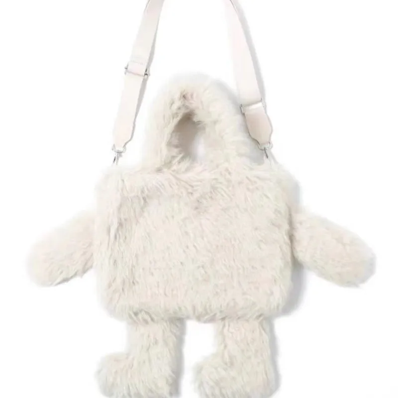 JIAERDI плюшевая белая сумка-мессенджер Женская Универсальная мягкая Большая
