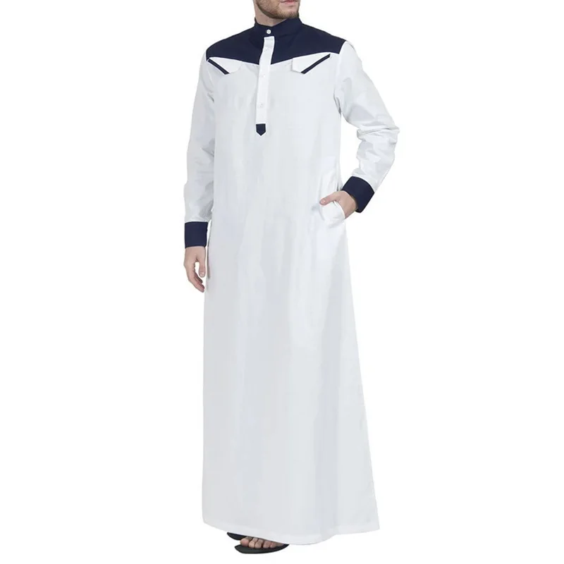 Muslim Robes Men Clothing Kaftan Jubba Thobe Saudi Arabia Dress Dubai Islam Habit Ethnic Style Leisure Splicing Plus Size 5XL
