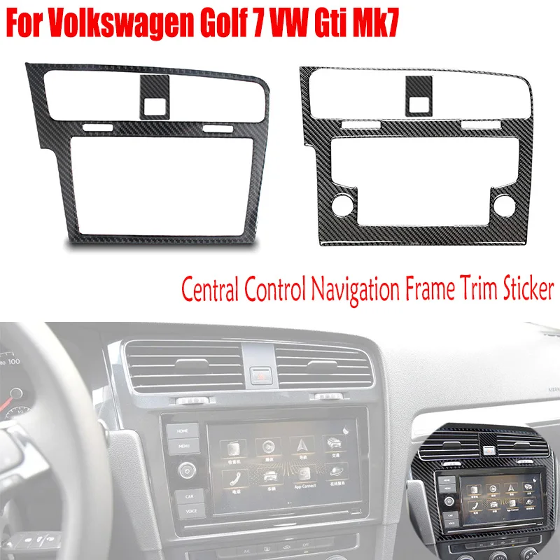 Pegatina embellecedora de marco de navegación GPS para Volkswagen Golf 7 VW Gti Mk7 2014-2019, piezas interiores de coche de fibra de carbono, Control Central