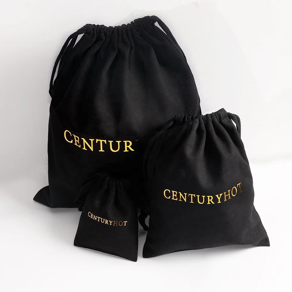 

High Quality Black cotton drawstring pouch Cotton Canvas Drawstring Bag Personalized Dust Bag With Custom logo