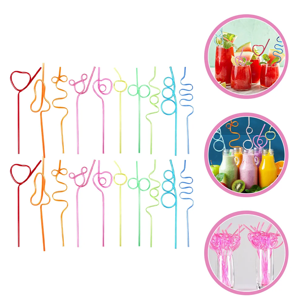 

Straws Straw Drinking Party Crazy Kids Reusable Funnyplastic Heart Curlytwistysea Horse Decorative Novelty Tumblers Beverage