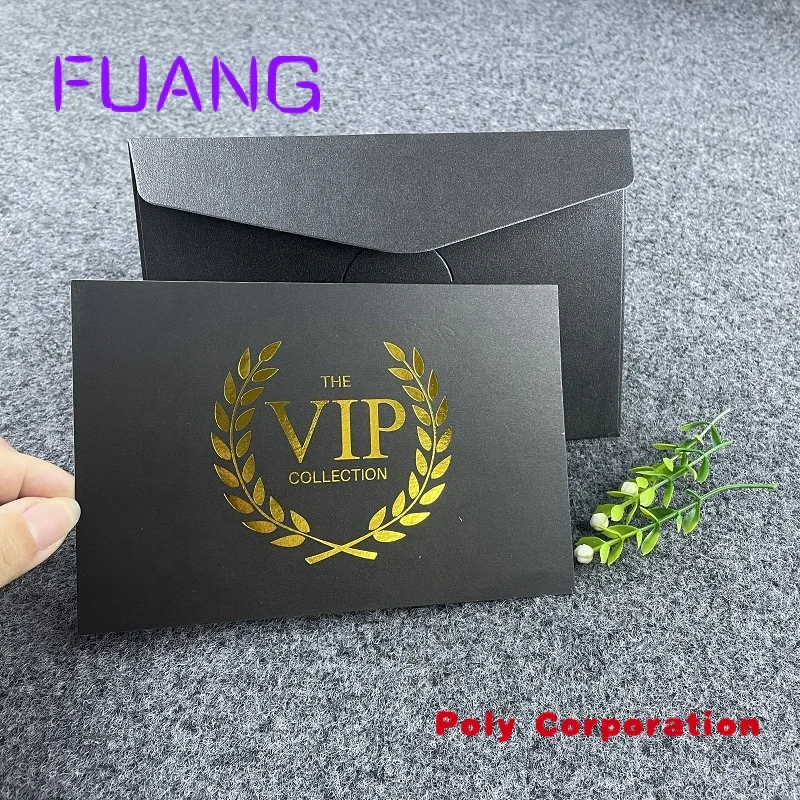 

Luxury foil logo recycled cardboard envelopes wedding black packaging paper envelope for cards