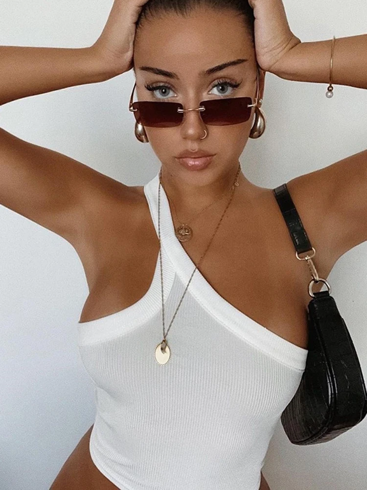 Cryptographic Chic Fashion Camis Tops for Women 2022 Summer Streetwear Basic Sexy Backless Sleeveless White Straps Top Cropped