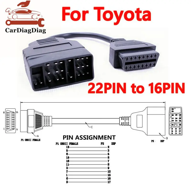 

Диагностический Адаптер Toyota OBD2 (22 Контакта) На OBD1 (16 Контактов)