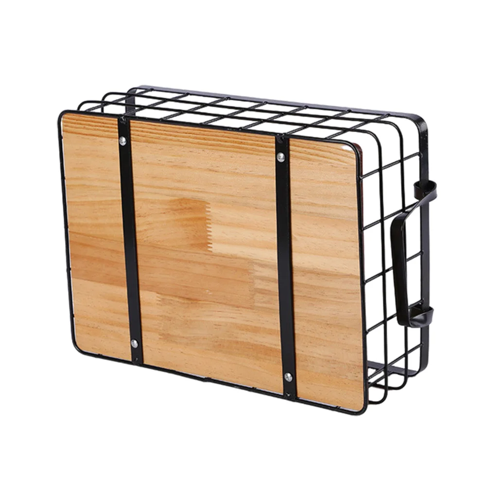 1Pc Fruit Bread Basket Iron Basket Bread Display Basket with Handle (Black)