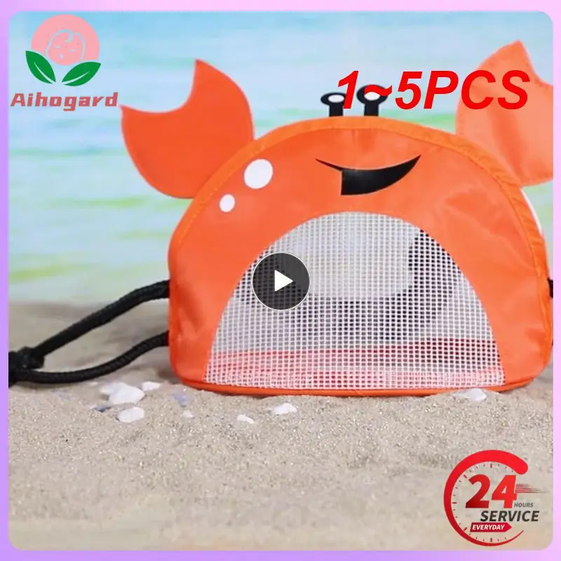 

1~5PCS Beach Mesh Bag Cute Crab Shaped Shell Bags for Holding Beach Shell ,Toys Collecting Storage Bags for Kids Sand Tools