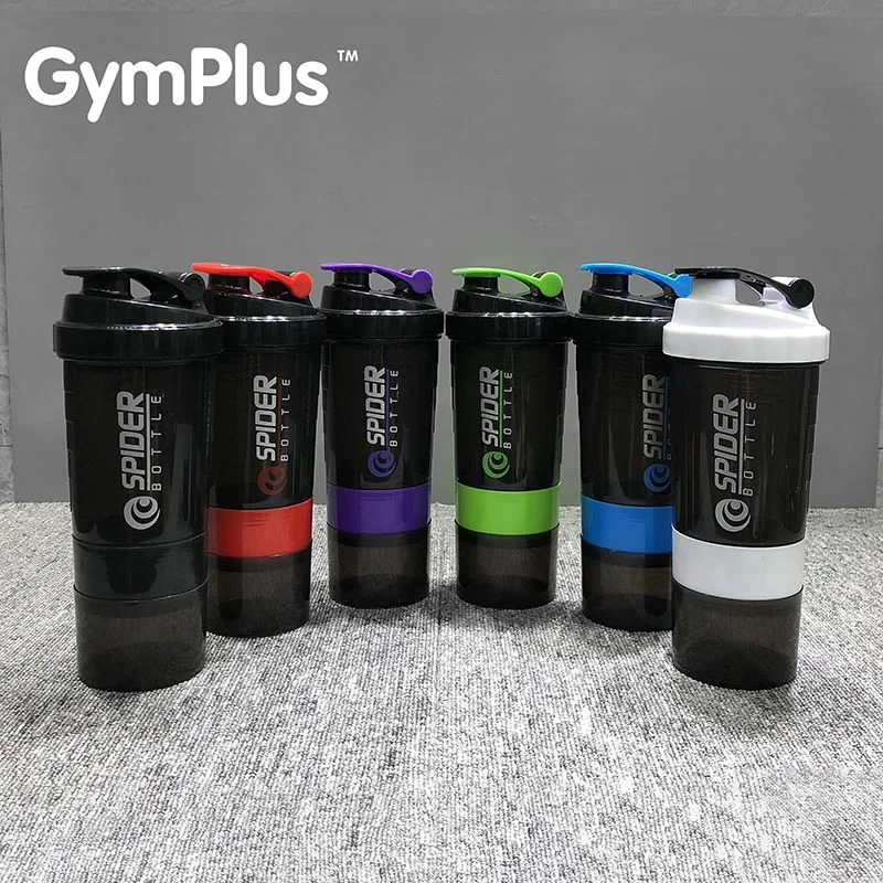 

GymPlus 600ml Protein Powder Shaker Cup Fitness Sports hree Layers Plastic Water Bottle Large Capacity Portable BPA-Free Kettle
