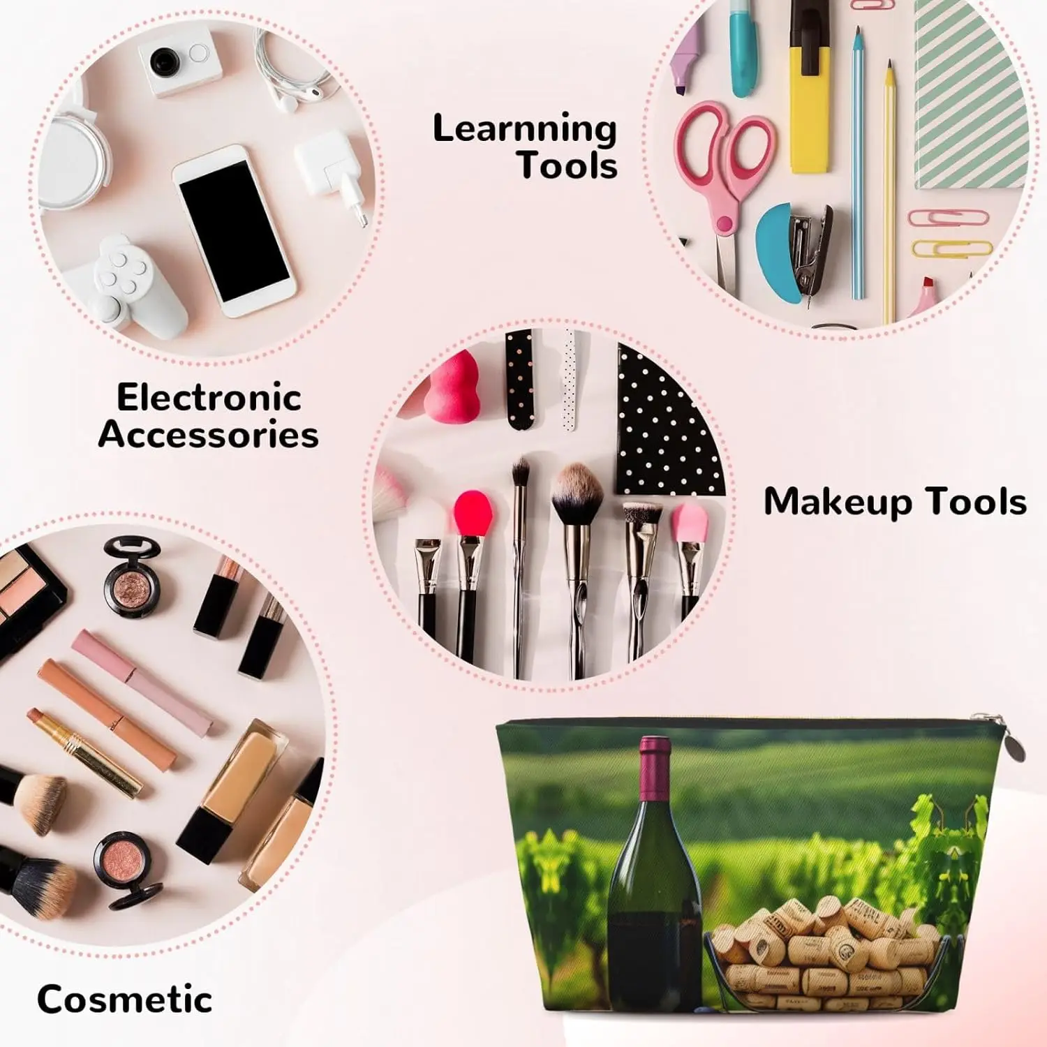 Дорожная косметичка из золотой кожи многоразовый органайзер для макияжа с