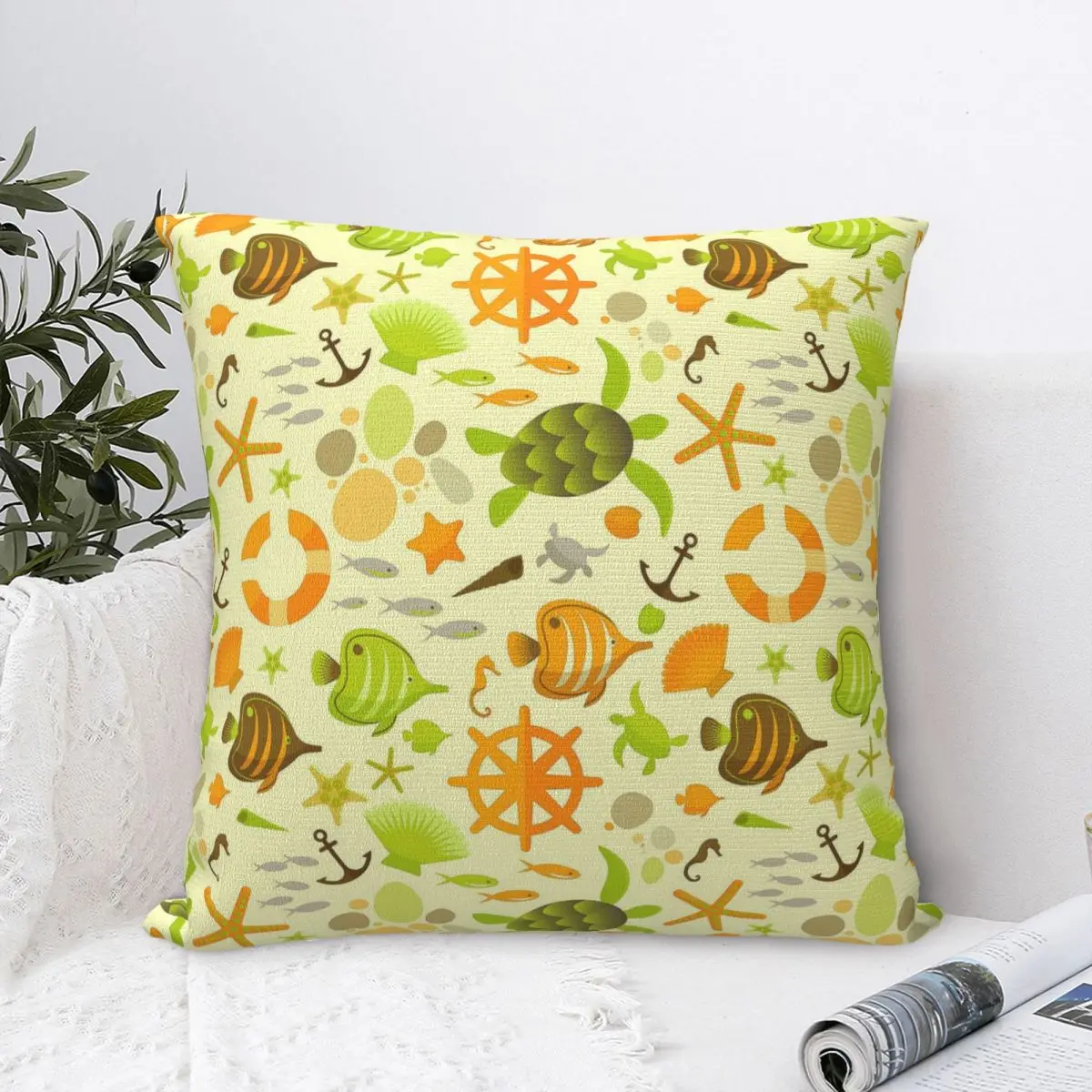 

The Rudder Hug Pillowcase Animals of The Sea Clever Gentle Free And Happy Backpack Cushion Home Coussin Covers Decorative