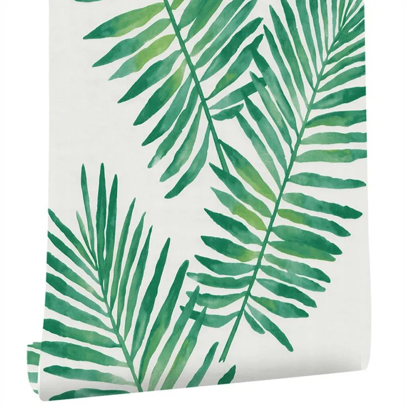 

Palm Leaf Pattern Self Adhesive Wallpaper Waterproof PVC DIY Decorative Film Furniture Renovate Sticker Home Decor Wall Paper