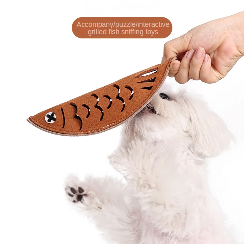 

Grilled fish educational dog toy missing food sniffing toy dog and cat molar missing food sniffing companion bite-resistant toy