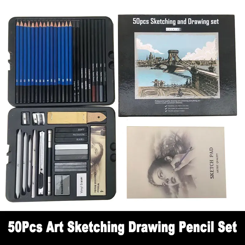 S Charcoal Graphite Stick Sketchbook Complete Graphing Art Kits Artist Kids Gift
