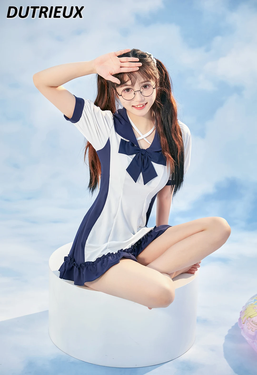 Белый раздельный купальник Милый консервативный летний для студентов костюм