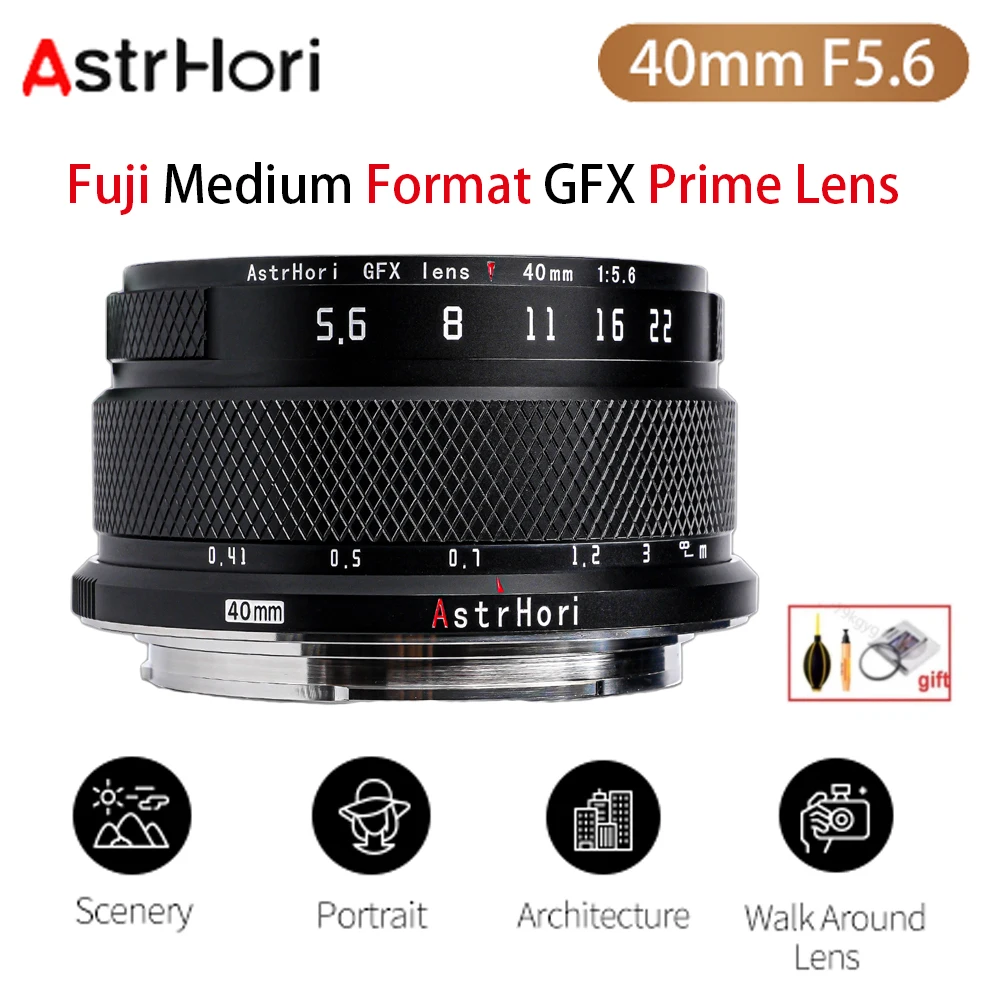 

Объектив Ручной AstrHori 40 мм F5.6 среднего формата для камеры Fujifilm GFX Mount GFX 50S GFX100 GFX100IR GFX50S GFX 50R GFX 100